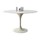 Contemporary Dining Table with White Pedestal Round Stone Top Dining Table