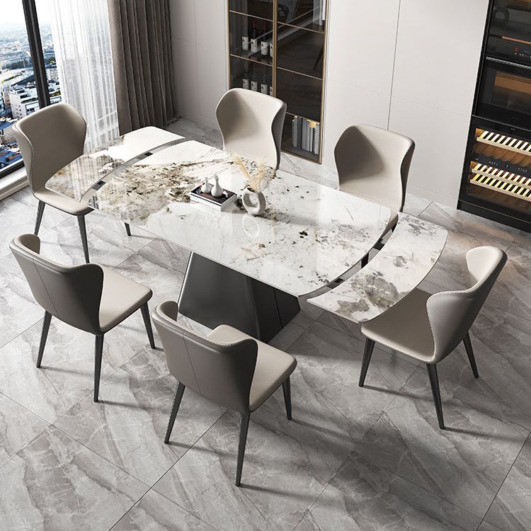 1/4/5/7 Pieces Dining Set Modern Sintered Stone Dining Table and Leather Chairs Dining Set Clearhalo 'Dining Room Sets' 'Dining Tables & Seating' 'dining_room_set' 'furn' 'furn_dining_room_set' 'Furniture' 'furniture_dining_room_set' 'Kitchen & Dining Furniture' 'kitchen&dining_furn' 'kitchen' 1200x1200_6497fccf-66ef-4766-86e4-7488b495d2e1