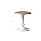 Wood Round Top Side Table Metal Base End Table - Distressed Surface Treatment