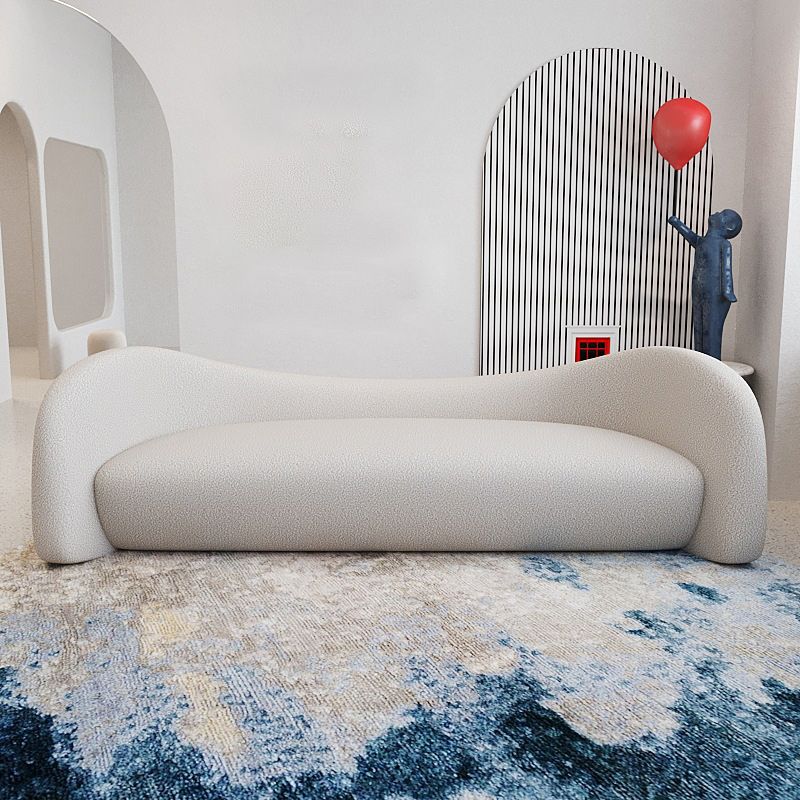 Canapé en laine blanche contemporaine avec bras encastré pour l'appartement