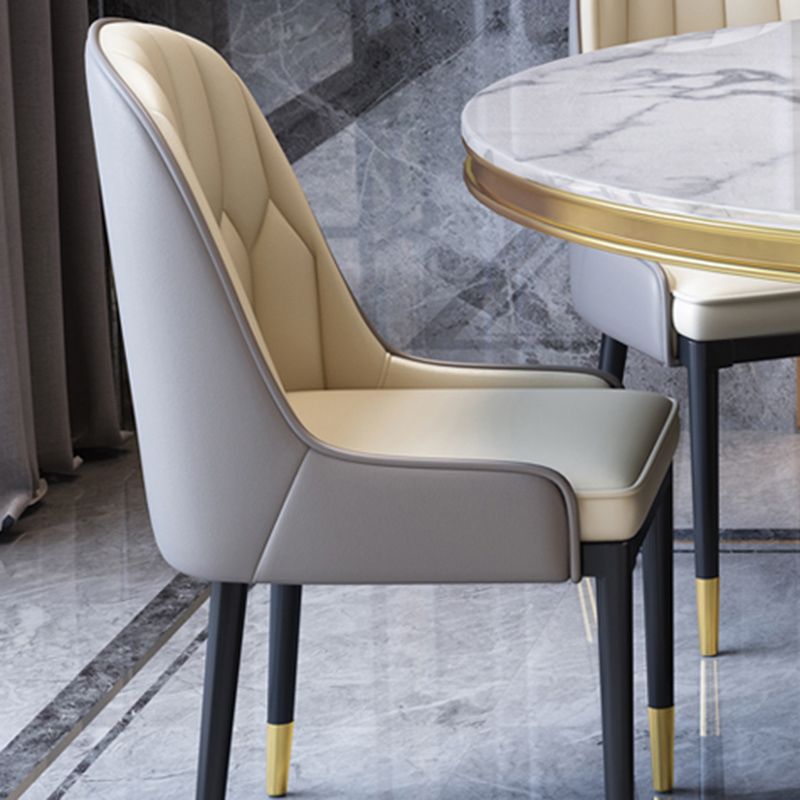 Moderne marmeren eettafel set 1/2/5/7 stukken met metalen basiskeukenmeubelset