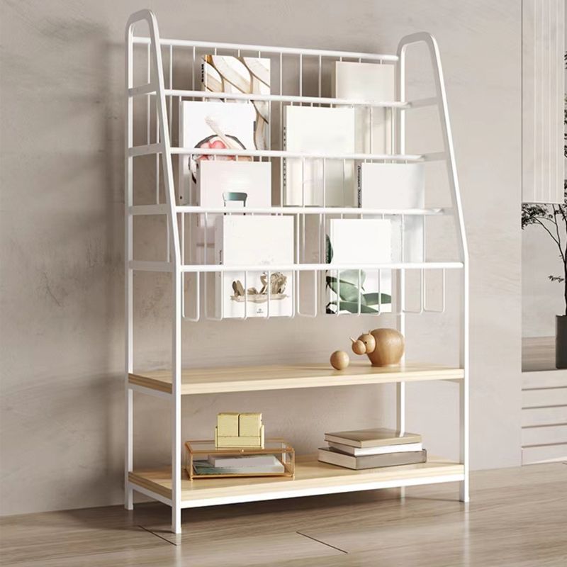 Modern Style Bookcase Metal Open Back Ladder Bookshelf for Home Office
