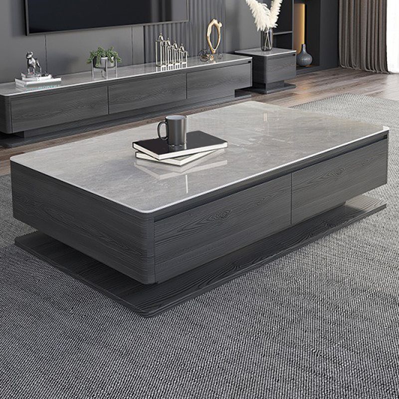 Modern Style Grey/white Slate Top Rectangular Coffee Table with Solid Wood Base Clearhalo 'Coffee & Accent Tables' 'Coffee Tables' 'coffee_tables' 'furn' 'furn_coffee_tables' 'Furniture' 'Living Room Furniture' 1200x1200_64a09918-babe-45e0-8222-1832ee92ae55