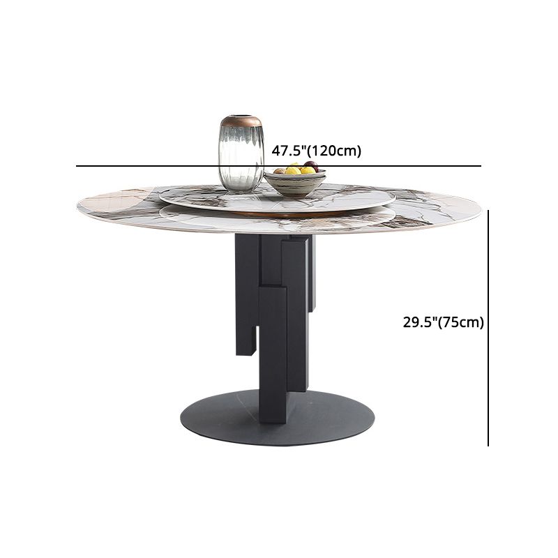 Modern Round Dinette Set 1/4/5/7 Pieces Black Dining Table Set with Sintered Stone Top Clearhalo 'Dining Room Sets' 'Dining Tables & Seating' 'dining_room_set' 'furn' 'furn_dining_room_set' 'Furniture' 'furniture_dining_room_set' 'Kitchen & Dining Furniture' 1200x1200_64a14f3e-8d6a-4115-bced-995b981f2990