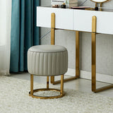 Glam Faux Leather Upholstered Standard Ottoman Round Shape Pouf