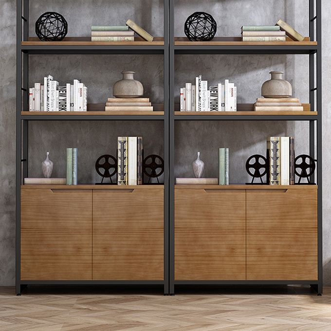 Industrial Style Bookshelf Open Back Solid Wood Bookcase for Home Office Clearhalo 'Bookcases' 'furn' 'furn_bookcases' 'Furniture' 'furniture_bookcases' 'Office Furniture' 1200x1200_64a2d926-2155-47d4-8b5f-bf5199128292