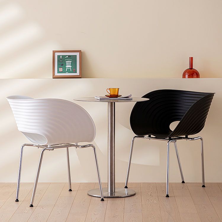 Sillas de brazo de silla de comedor contemporánea con patas de metal para cocina