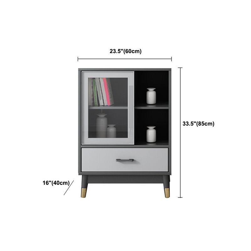 Faux Wood Modern Display Cabinet Glass Doors Storage Cabinet with Drawers for Bedroom Clearhalo 'Display & China Cabinets' 'display_china_cabinets' 'furn' 'furn_display_china_cabinets' 'Furniture' 'Kitchen & Dining Furniture' 1200x1200_64a4a1e7-089f-4830-8129-a554cf9e4faa