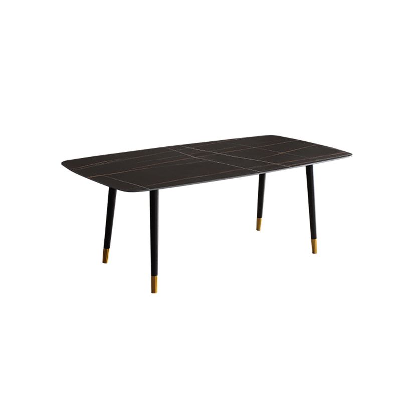 Ensemble de salle à manger moderne avec pieds en bois, ensemble de table à manger d'intérieur rectangulaire de 1/4/6/7 pièces en noir