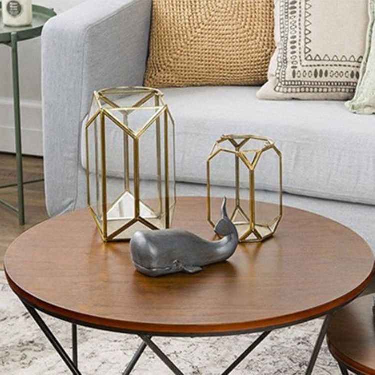 Modern Round Wood Frame Coffee Table Brown Finish Cocktail Table Clearhalo 'Coffee & Accent Tables' 'Coffee Tables' 'coffee_tables' 'furn' 'furn_coffee_tables' 'Furniture' 'Living Room Furniture' 1200x1200_64a744b0-81d3-4d2b-acc3-712a6db48d8f