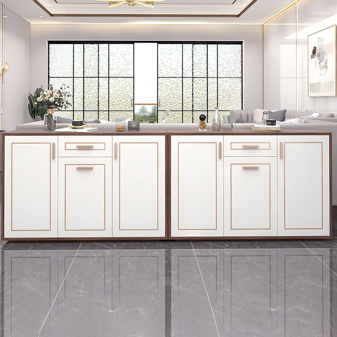 Pinie en bois d'ingénierie blanche étagère réglable moderne crédenza avec tiroir