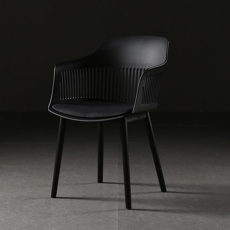 Contemporary Slat Back Arm Chair Matte Finish Metal Chair for Patio Clearhalo ' kitchen&dining_furn' 'Dining Chairs' 'Dining Tables & Seating' 'dining_chair' 'furn' 'furn_dining_chair' 'Furniture' 'furniture_dining_chair' 'Kitchen & Dining Furniture' 'kitchen' 1200x1200_64a9ccbc-b9c0-42b7-b85f-9ef2dc2e396d