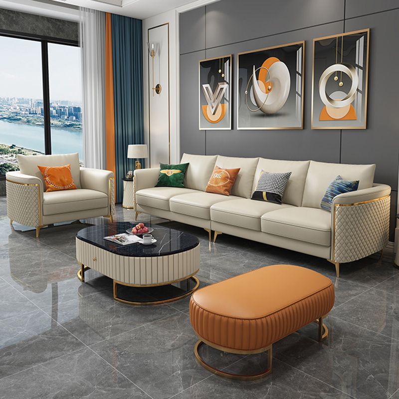 Glam Smoking -Armsofa Flecken echtes Ledersofa mit Kissen