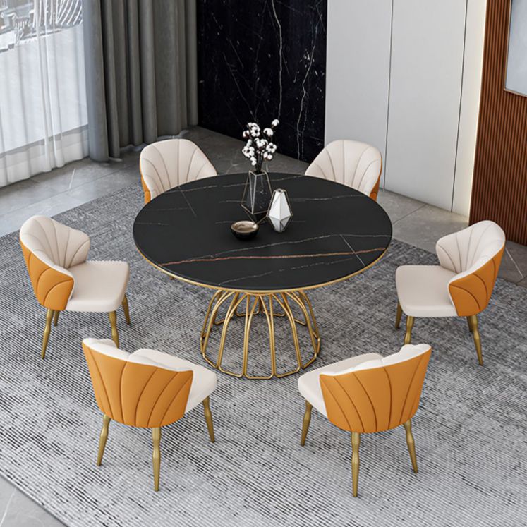 Metal Traditional Luxury Round Table Sintered Stone Top Table with Pedestal Base Clearhalo ' dining_table' 'Dining Tables & Seating' 'Dining Tables' 'furn' 'furn_dining_table' 'Furniture' 'furniture_dining_table' 'Kitchen & Dining Furniture' 'kitchen&dining_furn' 'kitchen' 'kitchen_dining_table' 1200x1200_64aca0df-3d55-404b-ba52-2dbe50d5b8e3