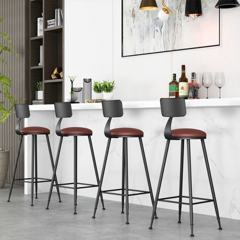 Contemporary Barstool Armless Bar Stool with Black Metal Legs