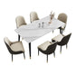 Contemporary Fixed Faux Marble Dining Room Table with 4 Black Metallic Legs Kitchen Dining Set Clearhalo 'Dining Room Sets' 'Dining Tables & Seating' 'dining_room_set' 'furn' 'furn_dining_room_set' 'Furniture' 'furniture_dining_room_set' 'Kitchen & Dining Furniture' 'kitchen&dining_furn' 'kitchen' 1200x1200_64ad4321-b672-41c0-a132-668de47794e3