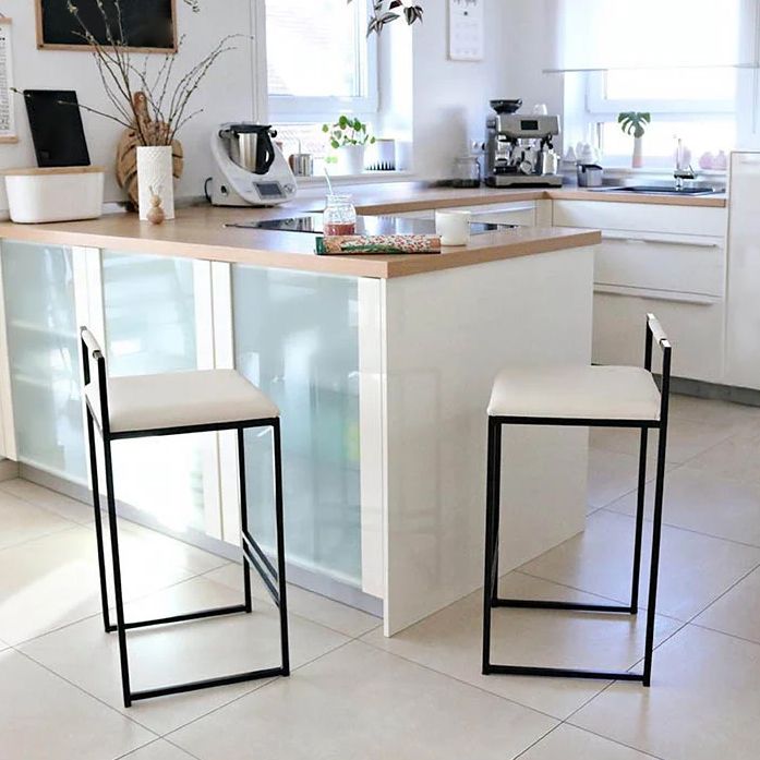 Contemporary Metal Bar Stools Indoor Barstool with Cushion and Low Back for Kitchen Clearhalo 'Bar Furniture' 'Bar Stools' 'bar_stools' 'furn' 'furn_bar_stools' 'furniture_bar_stools' 'Kitchen & Dining Furniture' 'kitchen&dining_furn' 'kitchen' 'kitchen_furn' Furniture' 1200x1200_64aeaad5-7dc9-47a5-8fcc-a0c422507e9e