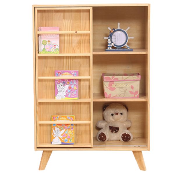 Wooden Standard Bookcase Natural Modern Closed Back Bookshelf with Doors Clearhalo 'Bookcases' 'furn' 'furn_bookcases' 'Furniture' 'Office Furniture' 1200x1200_64b0bef9-7732-49d3-8eb7-e56ad414cd61