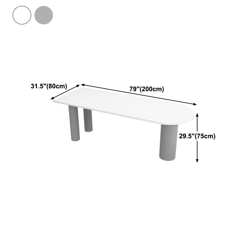 Modern Oval Dining Table Grey Solid Wood Double Pedestal Table Home Kitchen Dinner Clearhalo 'Dining Tables & Seating' 'Dining Tables' 'dining_table' 'furn' 'furn_dining_table' 'Furniture' 'furniture_dining_table' 'Kitchen & Dining Furniture' 'kitchen' 'kitchen_dining_table' 1200x1200_64b199d5-5101-4372-aa7f-bcf09b80a64d