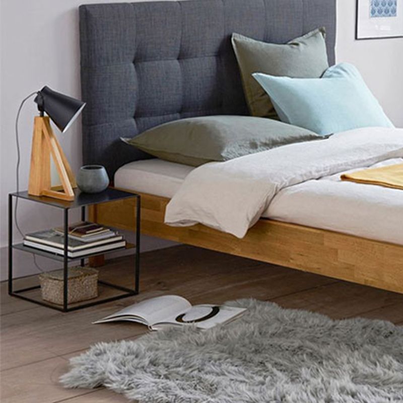 モダン18インチHナイトテーブルメタルガラストップオープンストレージナイトスタンド