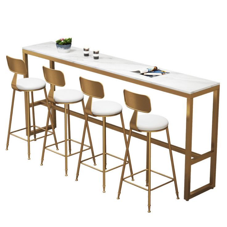 White Glam Style Bar Table in Iron Top and Faux Marble Milk Tea Shop Bar Table Clearhalo 'Bar Furniture' 'Bar Tables' 'bar_tables' 'furn' 'furn_bar_tables' 'Furniture' 'furniture_bar_tables' 'Kitchen & Dining Furniture' 1200x1200_64b2d7c1-9de5-4927-9c45-62d6e8d17e0d