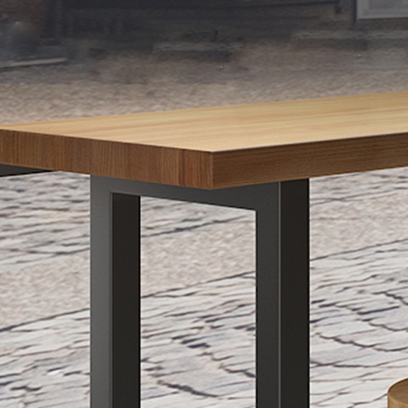 Pine Wood Bar Dining Table Industrial Bar Table with Trestle Base in Black Clearhalo 'Bar Furniture' 'Bar Tables' 'bar_tables' 'furn' 'furn_bar_tables' 'Furniture' 'furniture_bar_tables' 'Kitchen & Dining Furniture' 1200x1200_64b408b0-a18e-4edb-8006-9e7ff4caeba8