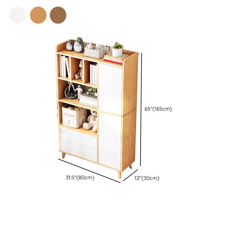 Contemporary Wooden Cabinet with Shelves and Drawers and Straight Legs
