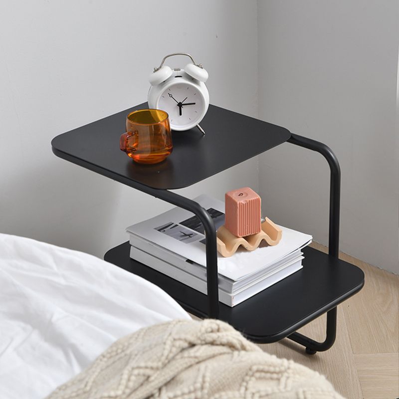 Modernistic Sled Base Side Table Rectangular Metal Top End Table with Shelf Clearhalo 'Coffee & Accent Tables' 'End & Side Tables' 'end_side_tables' 'furn' 'furn_end_side_tables' 'Furniture' 'Living Room Furniture' 1200x1200_64b4b96c-a83a-4fc6-bfb6-162f2a95e3a6