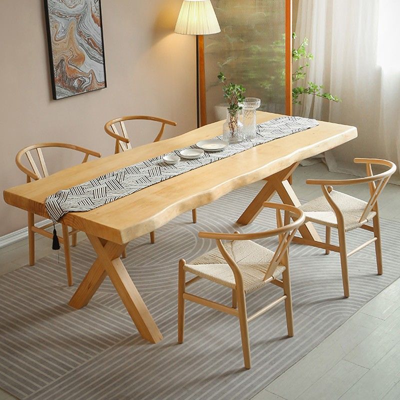Solid Wood Dining Set 1/2/5 Pcs Rectangle Dining Table and Wishbone Chairs Clearhalo 'Dining Room Sets' 'Dining Tables & Seating' 'dining_room_set' 'furn' 'furn_dining_room_set' 'Furniture' 'Kitchen & Dining Furniture' 1200x1200_64b5a8ca-c5f5-40c5-a4b9-64ed21585ac4