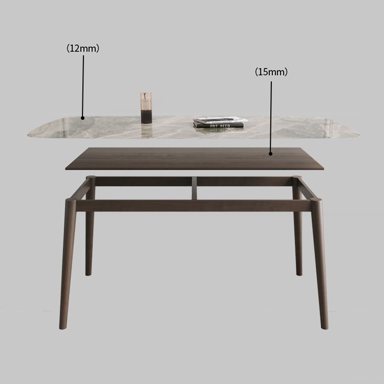Mid-Century Modern Dining Table Rectangle Stone Top 4 Legs Dining Site Table Clearhalo 'Dining Tables & Seating' 'Dining Tables' 'dining_table' 'furn' 'furn_dining_table' 'Furniture' 'furniture_dining_table' 'Kitchen & Dining Furniture' 'kitchen' 'kitchen_dining_table' 1200x1200_64b80037-f3af-46b5-b58a-80c98e117827