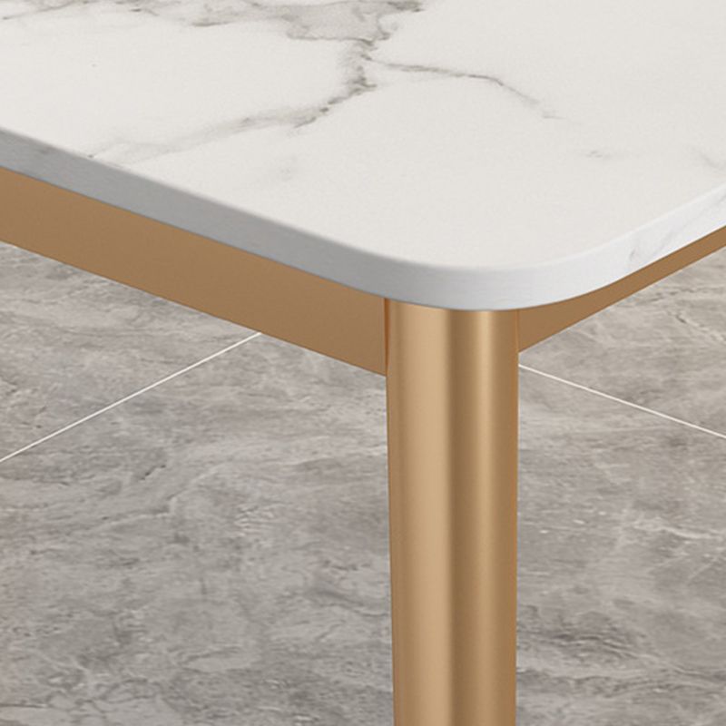 Modern Rectangle Dining Table Sintered Stone Top 4 Iron Legs Dining Room Table Clearhalo 'Dining Tables & Seating' 'Dining Tables' 'dining_table' 'furn' 'furn_dining_table' 'Furniture' 'Kitchen & Dining Furniture' 1200x1200_64b8840f-4461-48ac-a962-b1e41b4a27a5