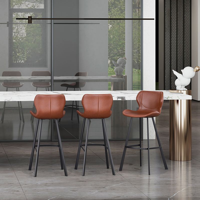 Faux Leather Dining Stool Upholstered Bar Stool with Metal Base Clearhalo 'Bar Furniture' 'Bar Stools' 'bar_stools' 'furn' 'furn_bar_stools' 'Furniture' 'Kitchen & Dining Furniture' 1200x1200_64b8db51-b423-4476-95f0-3d3c4dee657f