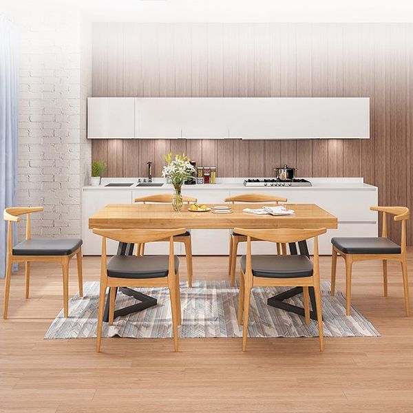 Industrial Natural Dining Set Rectangle 1/2/4/5/6/7 Pieces Dinette Set Clearhalo 'Dining Room Sets' 'Dining Tables & Seating' 'dining_room_set' 'furn' 'furn_dining_room_set' 'Furniture' 'Kitchen & Dining Furniture' 1200x1200_64b8ec5b-9a5d-4452-bcb6-e07d5341b69b
