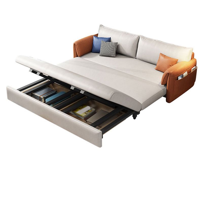 Pillow Top Arm Contemporary Convertible Couch Bed with 2 Pillows