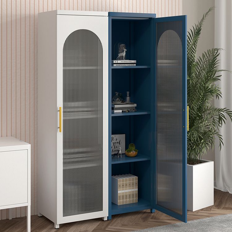 Scandinavian Metal Bookshelf Standard Closed Back Bookcase with Cabinets Clearhalo 'Bookcases' 'furn' 'furn_bookcases' 'Furniture' 'Office Furniture' 1200x1200_64ba78da-140d-456f-bb4c-e9593a7e48e2