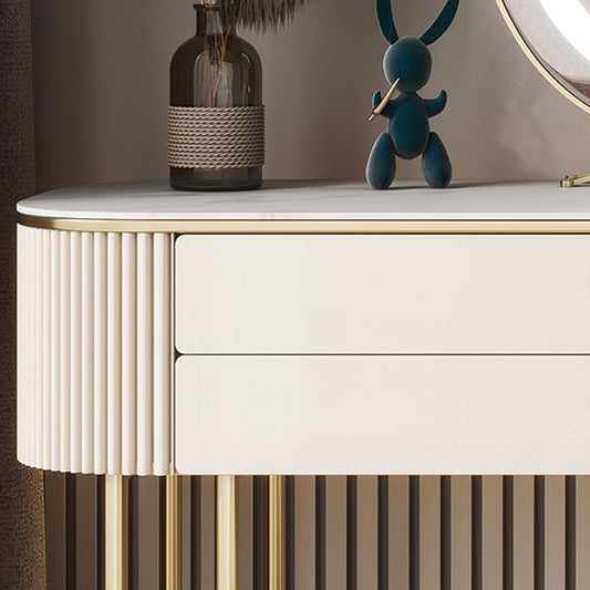 2 Drawers Makeup Table Desk Vanity for Women with Stool- 17.72" D