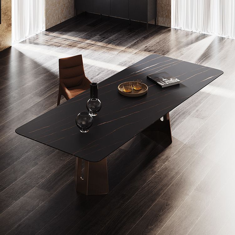 Minimalist Sintered Stone Dining Room Set with Rectangle Top and Metal Base Formal Table Set Clearhalo 'Dining Room Sets' 'Dining Tables & Seating' 'dining_room_set' 'furn' 'furn_dining_room_set' 'Furniture' 'furniture_dining_room_set' 'Kitchen & Dining Furniture' 'kitchen&dining_furn' 'kitchen' 1200x1200_64bb68b1-d5fd-4240-86ac-aa934020d1cf