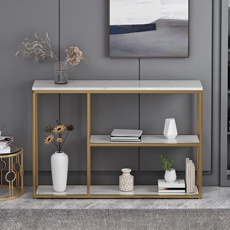 Tabla de acento de consola contemporánea Tabla de sofá de consola de acabado antiguo con estante