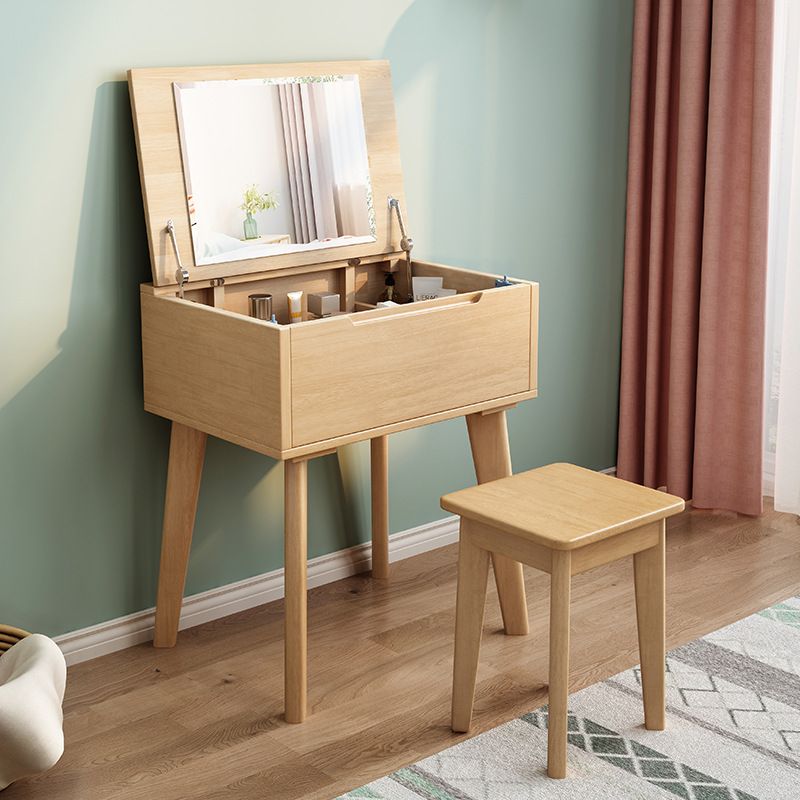 Trucco in legno in legno vanità camera da letto tostata con specchio