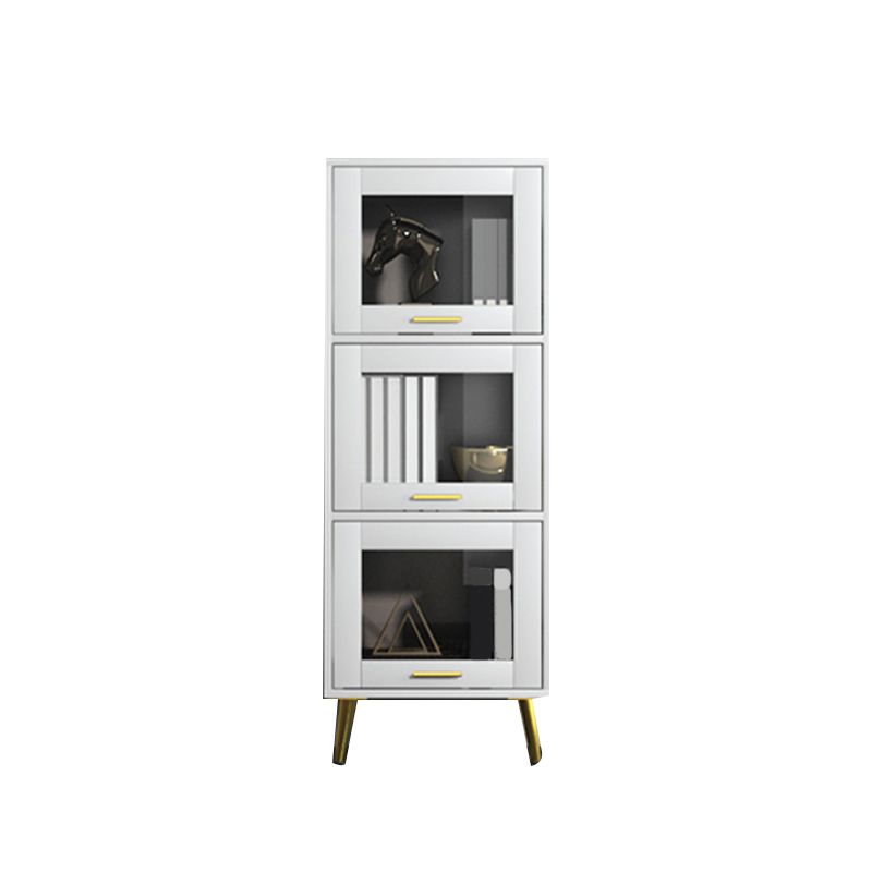 Glam Champagne/White Closed Back Standard Wood Shelf Bookcase for Living Room Clearhalo 'Bookcases' 'furn' 'furn_bookcases' 'Furniture' 'Office Furniture' 1200x1200_64c03b7c-656a-4516-a3a8-f34cf253de2e