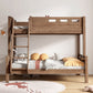 Mid-Century Modern Bunk Bed Rubberwood Solid Color Bed for Home