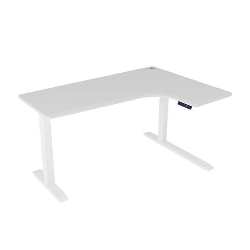 Bureau d'ordinateur de réglage de la hauteur électrique en L Bureau de base en acier en forme d'acier en L