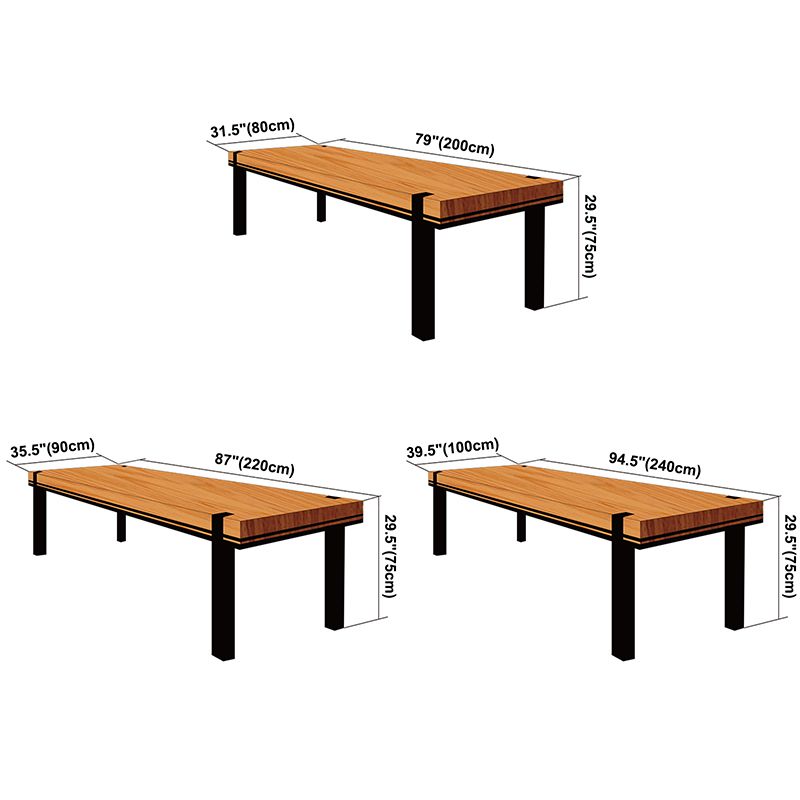 Rectangle 4 Legs Industrial Dining Table Wood Color Fixed Table with Solid Wood Clearhalo ' dining_table' 'Dining Tables & Seating' 'Dining Tables' 'furn' 'furn_dining_table' 'Furniture' 'furniture_dining_table' 'Kitchen & Dining Furniture' 'kitchen&dining_furn' 'kitchen' 'kitchen_dining_table' 1200x1200_64c25280-3aec-4a29-96a8-e2c9cf9591d0