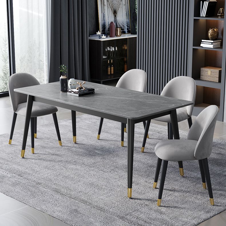 Contemporary Fixed Dining¬†Room¬†Table¬†Set with Metal 4 Legs Base Dining Table Furniture Clearhalo 'Dining Room Sets' 'Dining Tables & Seating' 'dining_room_set' 'Furniture' 'furniture_dining_room_set' 'Kitchen & Dining Furniture' 'kitchen&dining_furn' 'kitchen' 1200x1200_64c2be71-9e7a-4da0-b4a0-e2ae8c6baea5