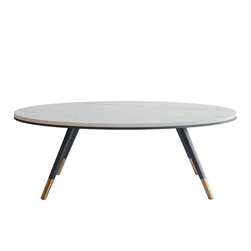 17.71" Tall 4 Legs Oval Coffee Table Stone Top Cocktail Table