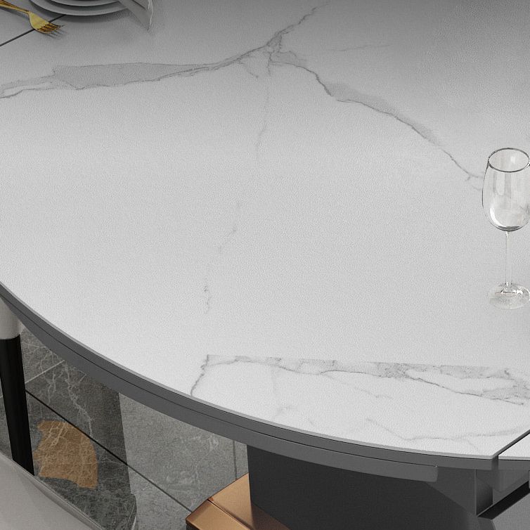 Runder gesinterte Stein Esstisch moderne ausziehbare Möbel mit Stahlbasis