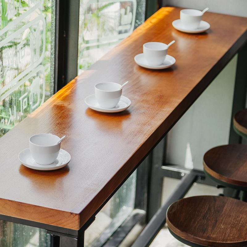 Coffee Shop Hall/Pub Table Industrial Rectangle Footrest Bar Height Table in Natural Clearhalo 'Bar Furniture' 'Bar Tables' 'bar_tables' 'furn' 'furn_bar_tables' 'Furniture' 'Kitchen & Dining Furniture' 1200x1200_64c5b363-a7c8-45d4-9870-21296c978d0b