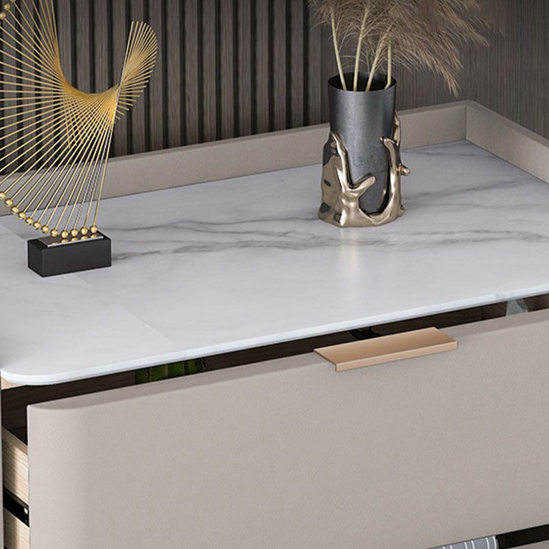 Cómoda de almacenamiento de piedra vertical Glam para dormitorio, cómoda de 16 "de ancho con patas de metal