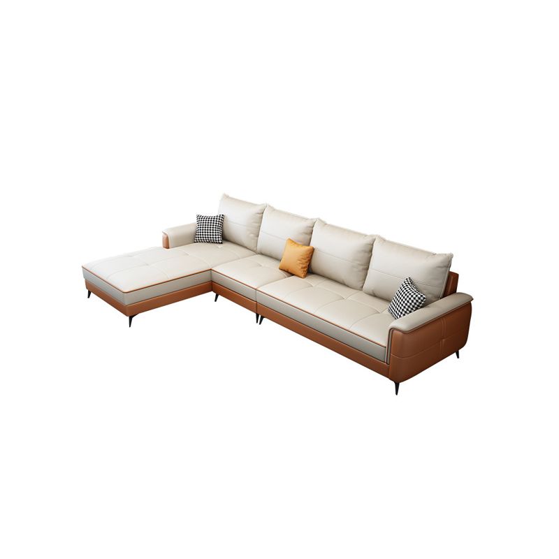 Faux Leather Modern Recessed Arm Sofa 134.6*66.9*38.2 Loose Back Sofa & Chaise Clearhalo 'furn' 'furn_sectionals' 'Furniture' 'furniture_sectionals' 'Living Room Furniture' 'Sectionals' 1200x1200_64c7e15e-c422-48af-85e5-bd401d3f824d