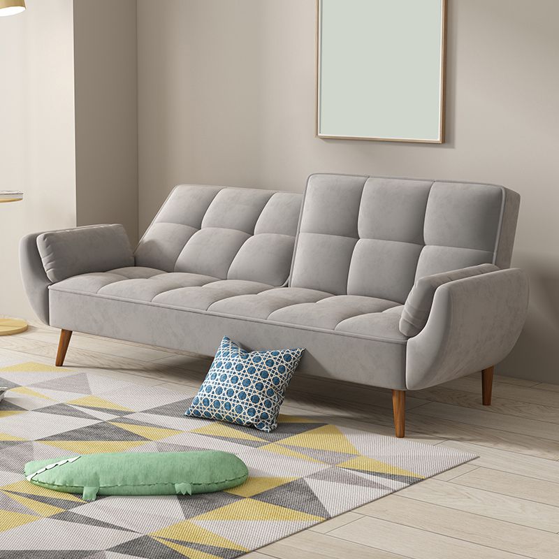 Contemporary Faux Leather and Velvet Reclining Convertible Settee Couch Clearhalo 'furn' 'furn_sofas' 'Furniture' 'Living Room Furniture' 'Sofa' 'sofas' 1200x1200_64c89ff7-a73e-46dc-a106-6105ef616830